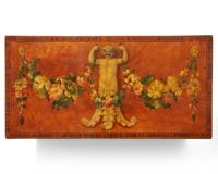 A Regency inlaid and paint-decorated satinwood tea caddy, circa 1810