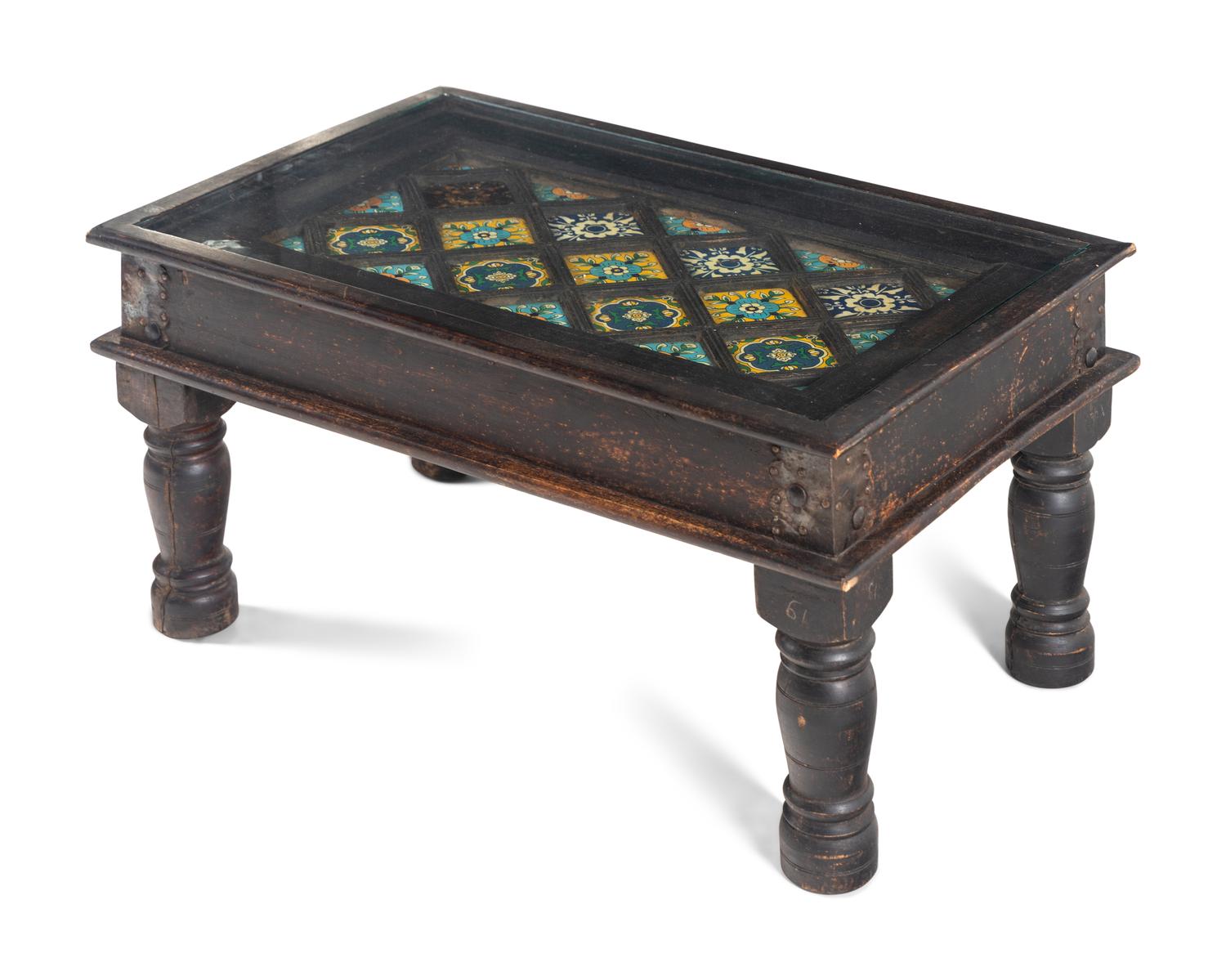 A Moroccan Tile-Inset Low Table