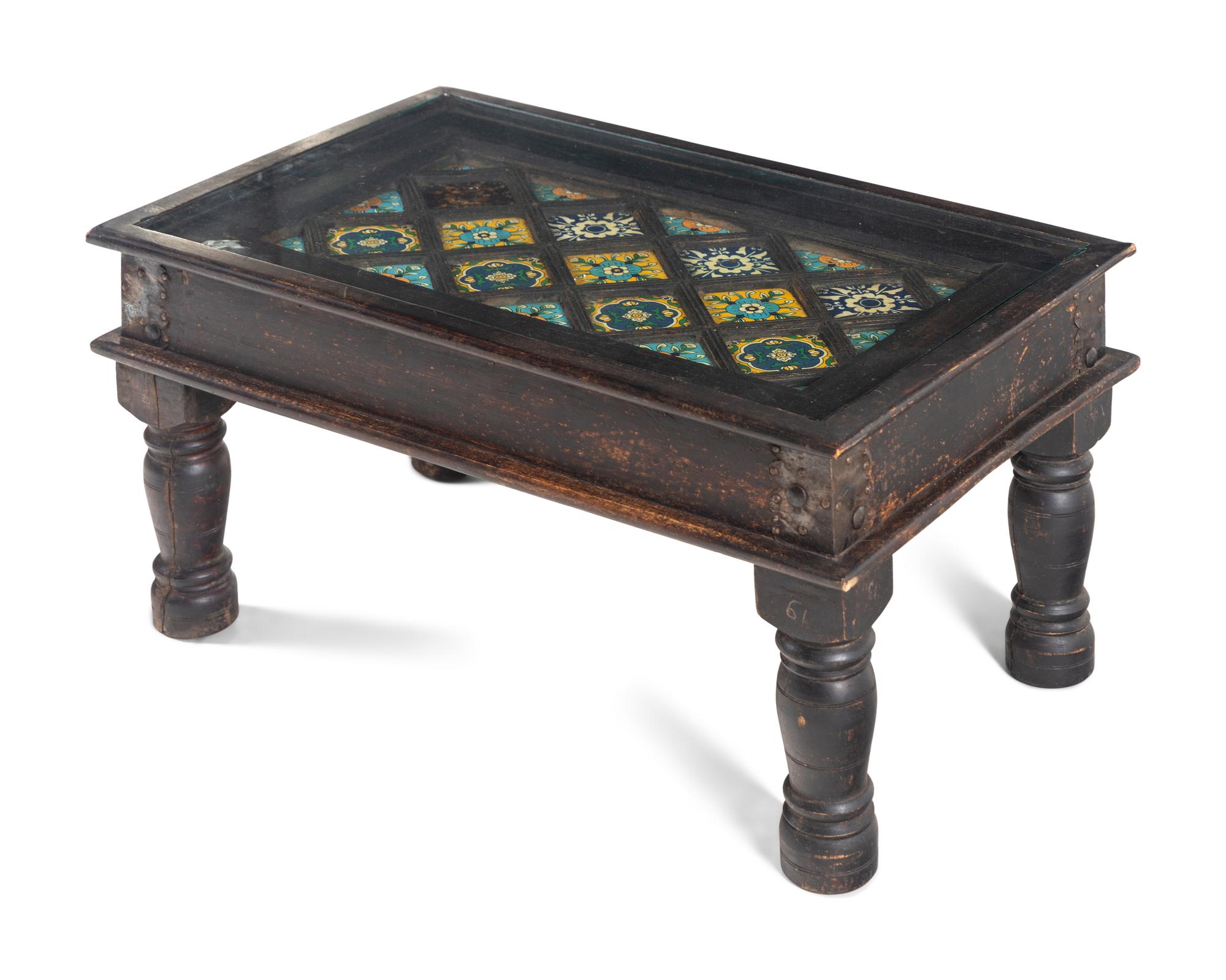 A Moroccan Tile-Inset Low Table