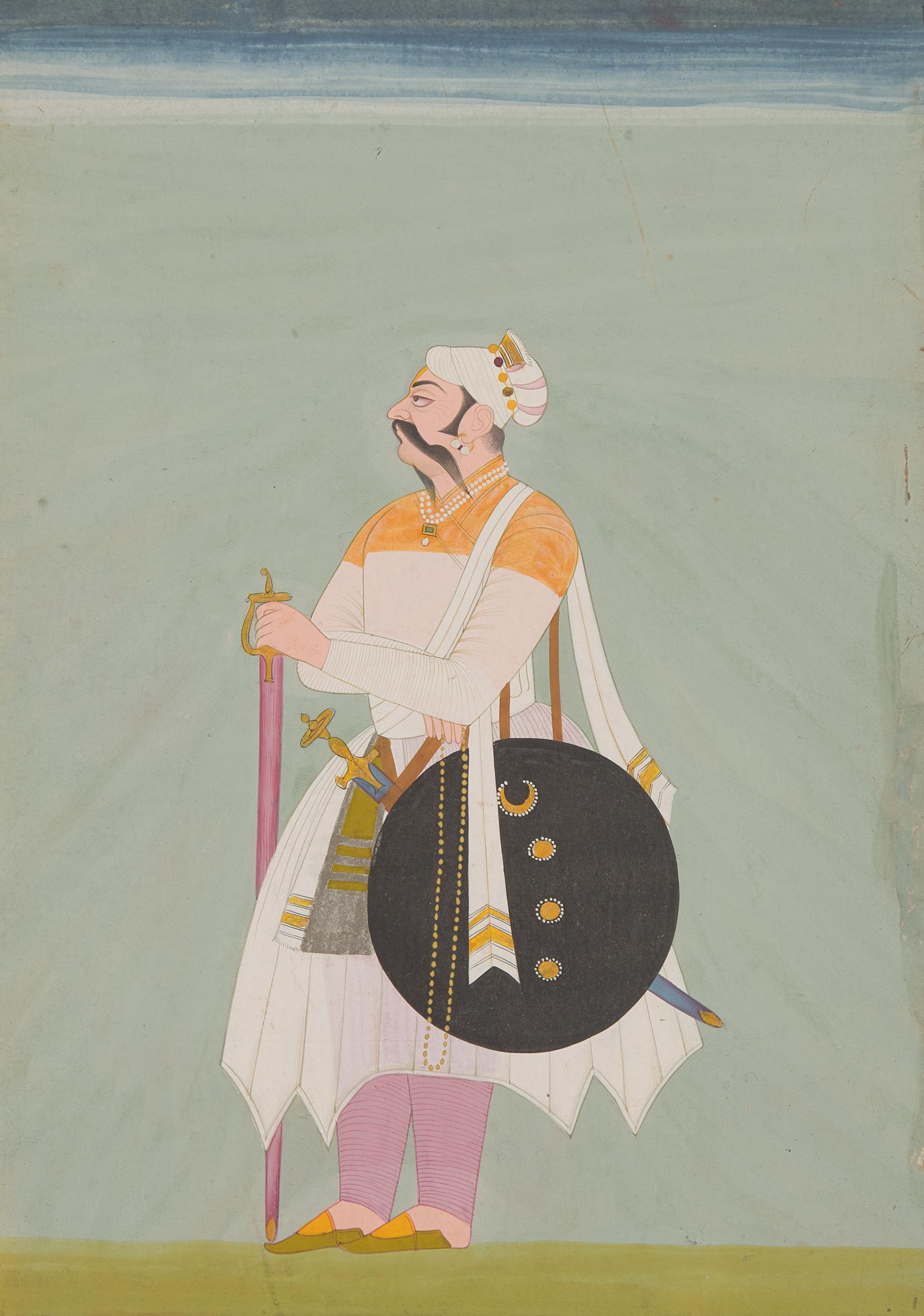 Four Mughal Style Indian Miniature Portraits — 莫臥兒風格細密畫四幅