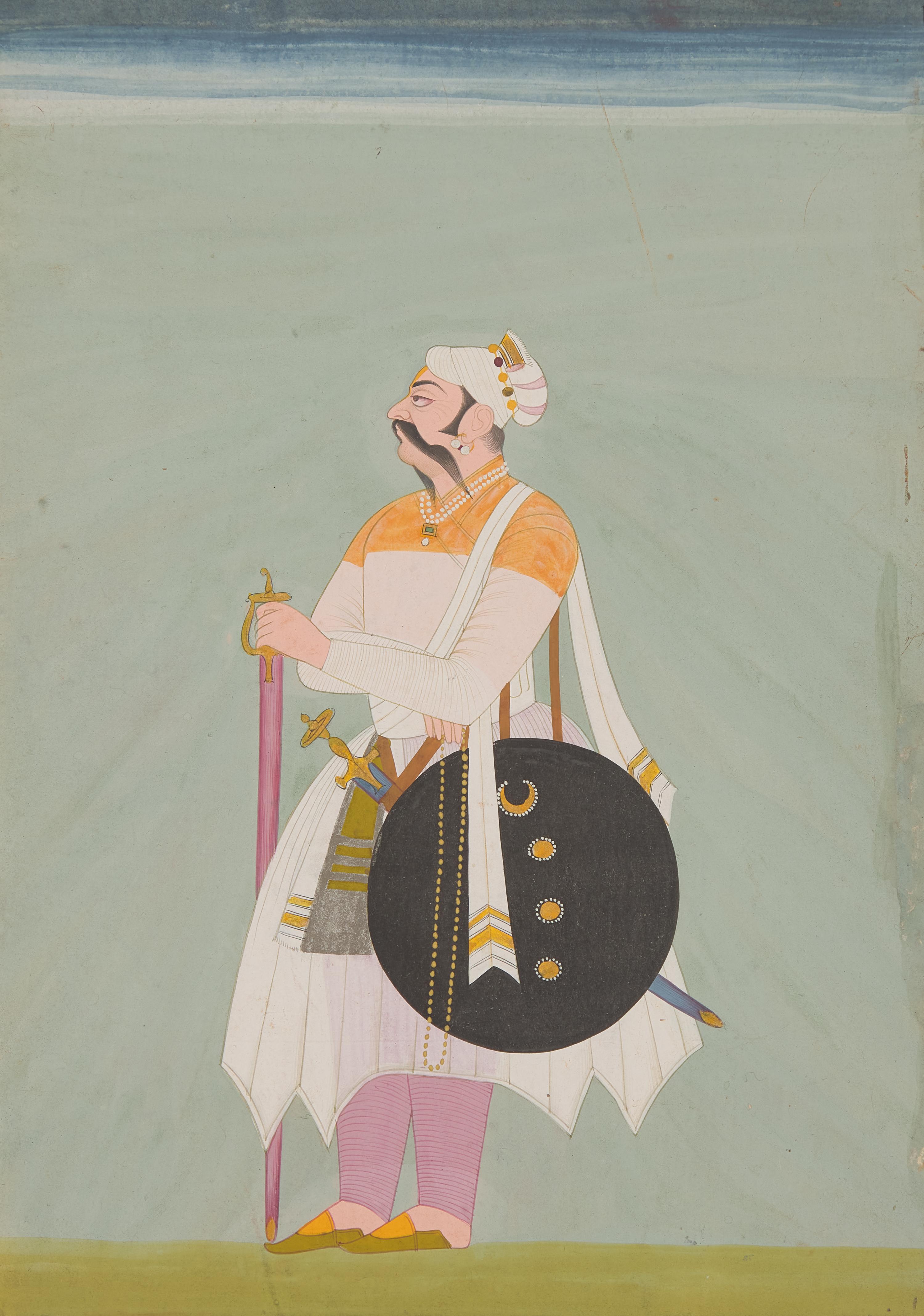 Four Mughal Style Indian Miniature Portraits — 莫臥兒風格細密畫四幅