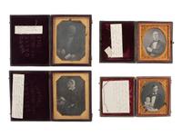 [EARLY PHOTOGRAPHY]. 4 daguerreotypes incl. a pair of portraits by ROOT'S GALLERY, Philadelphia.