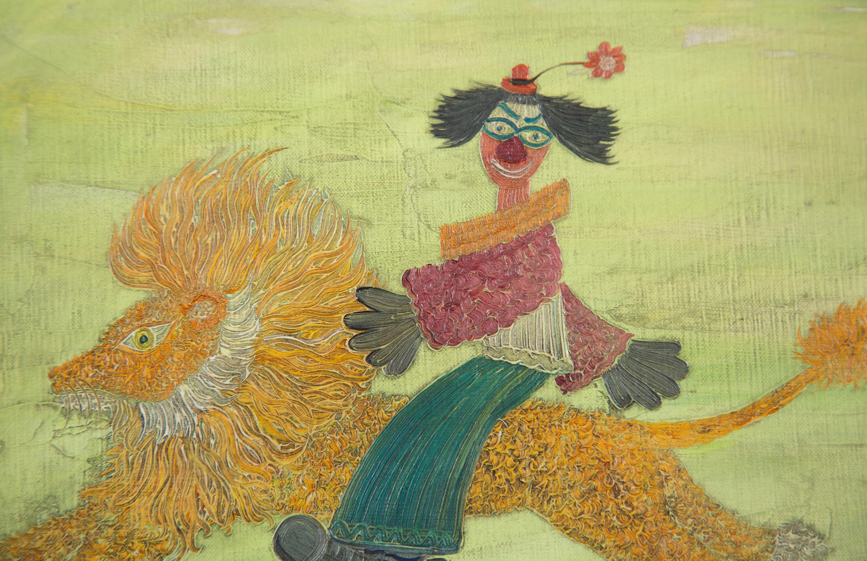 Clown Riding a Lion