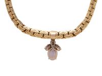 YELLOW GOLD, LAVENDER JADE, DIAMOND AND RUBY PENDANT/NECKLACE
