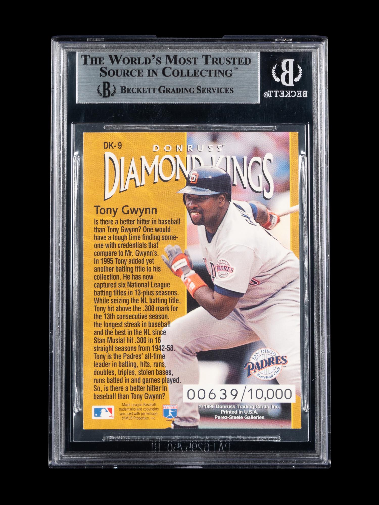 A 1996 Donruss Diamond Kings Tony Gwynn Signed Autograph Baseball Card No. DK-9 (Beckett Authentication Services BAS Certified)