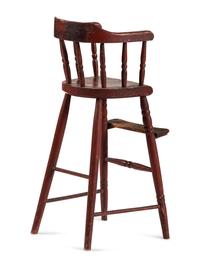 A Federal Turned and Stencil Decorated Child's High Chair