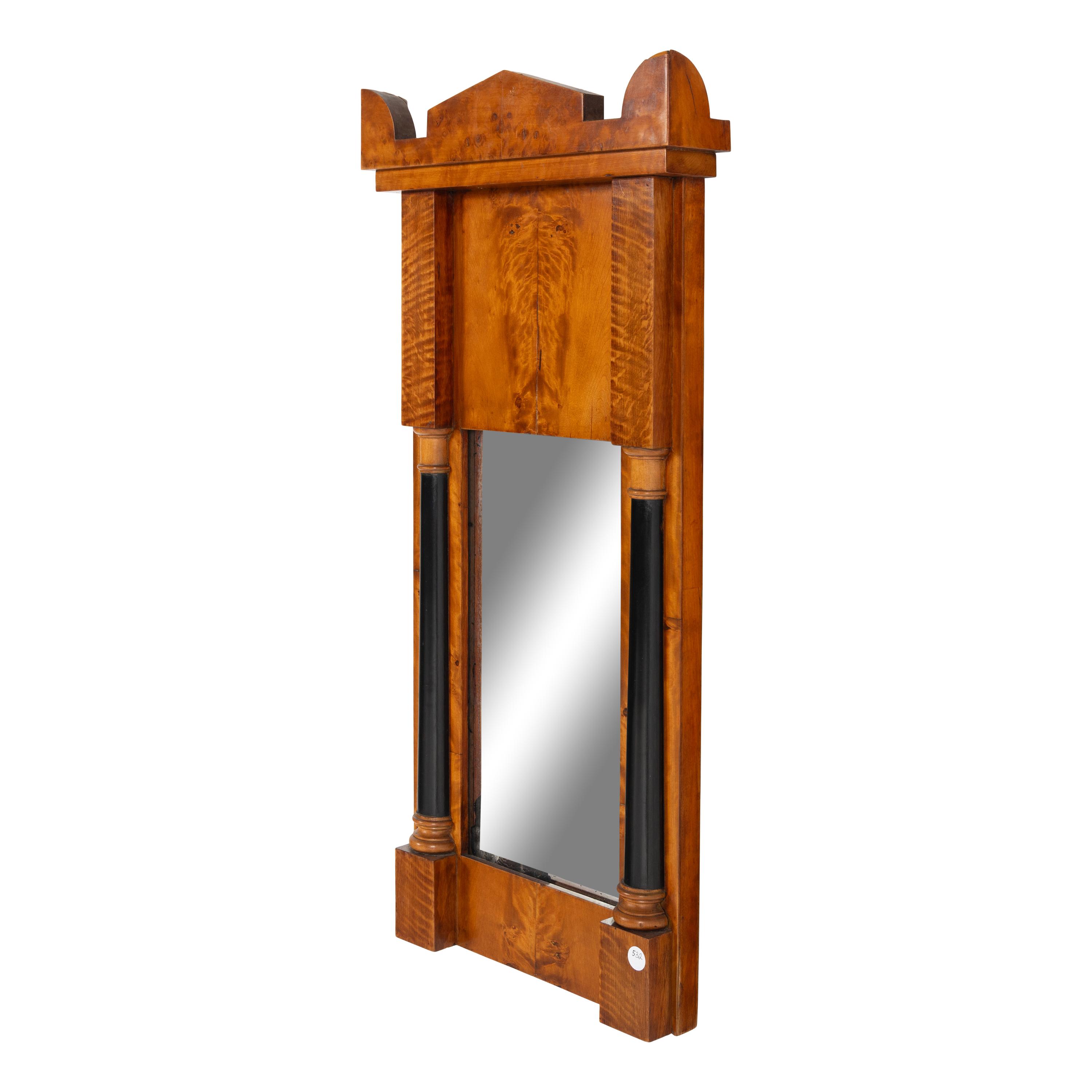 A Biedermeier Maple and Part Ebonized Mirror
