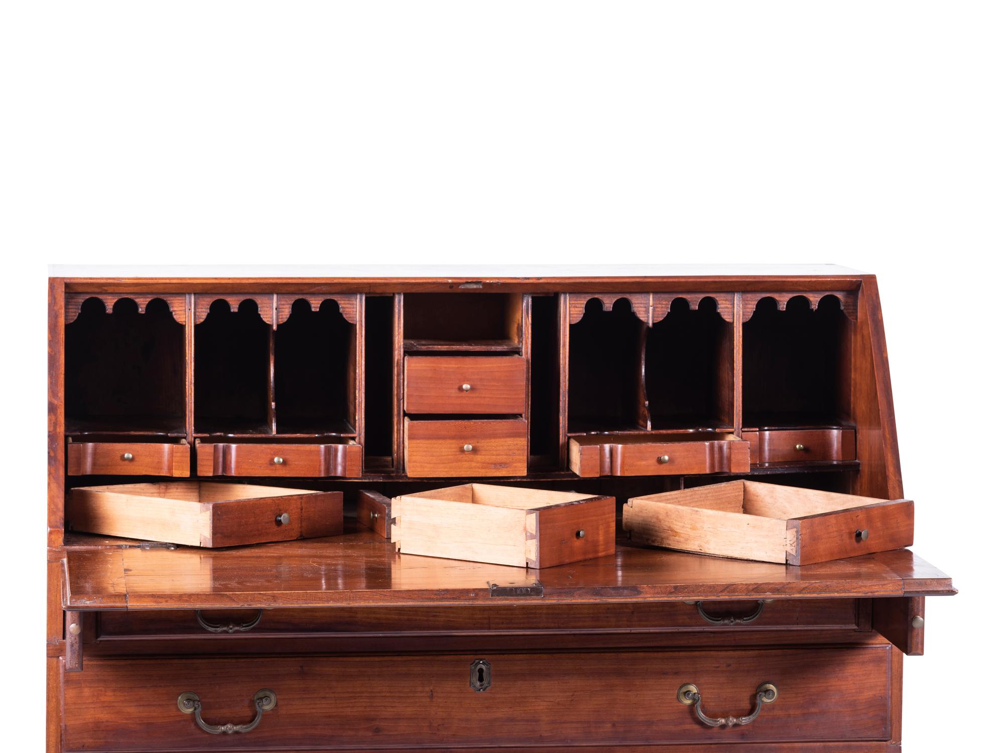 A Queen Anne Cherrywood Pad-Foot Slant Front Desk