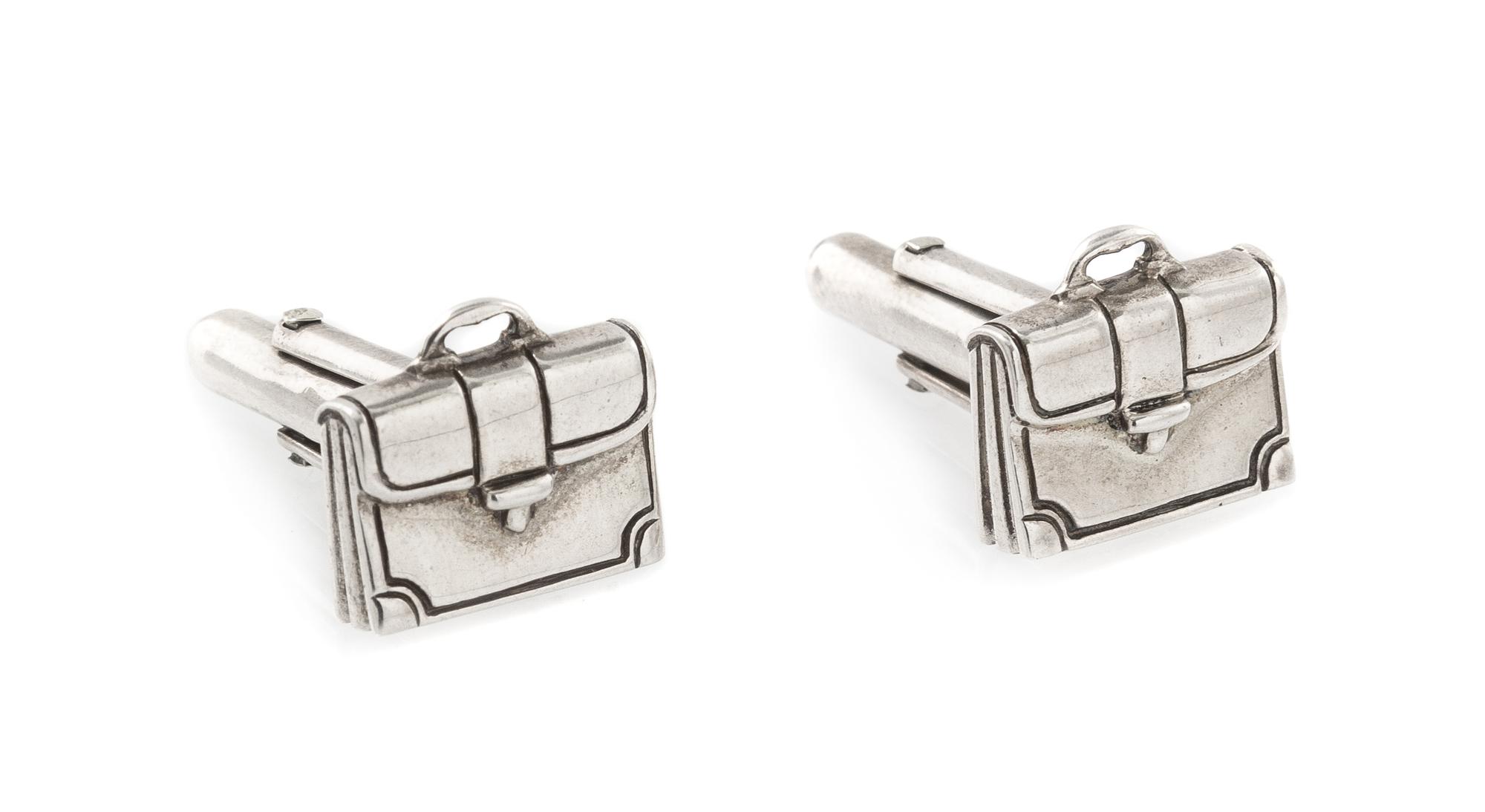 A Pair of Sterling Silver Briefcase Motif Cufflinks, Tiffany & Co., 6.50 dwts.