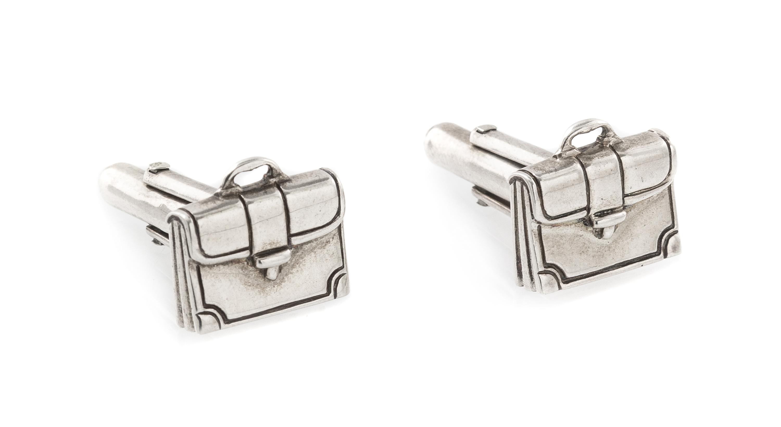 A Pair of Sterling Silver Briefcase Motif Cufflinks, Tiffany & Co., 6.50 dwts.