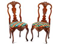 A Pair of Dutch Carved Mahogany Side Chairs