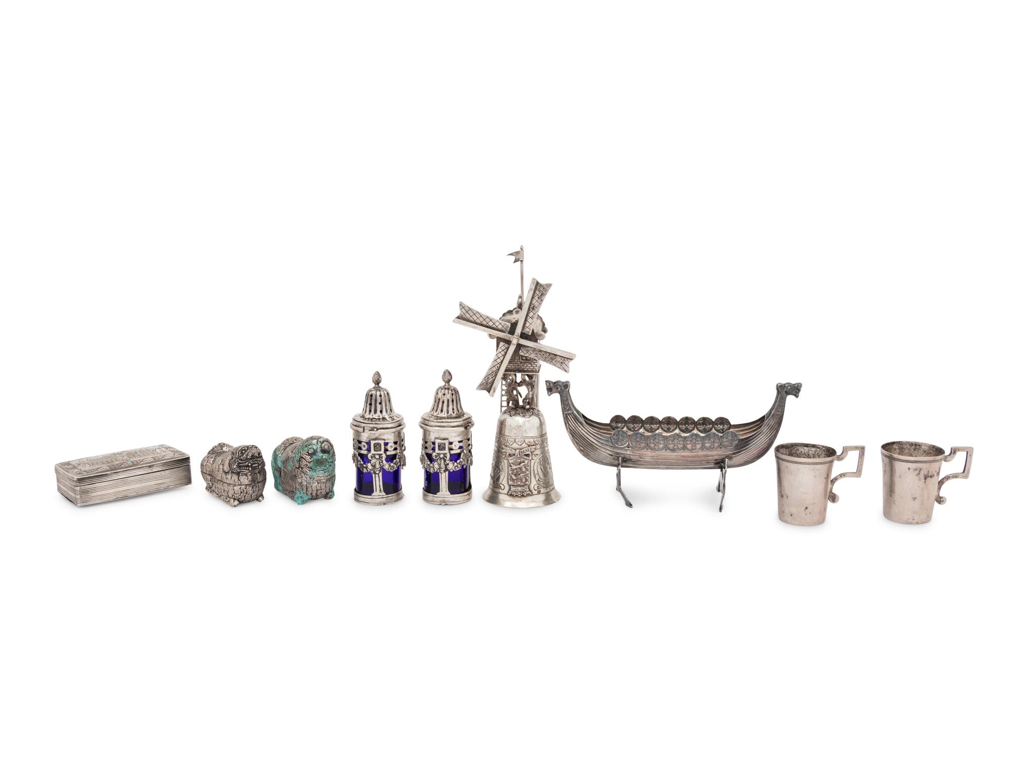 A Group of Nine Silver Table Articles