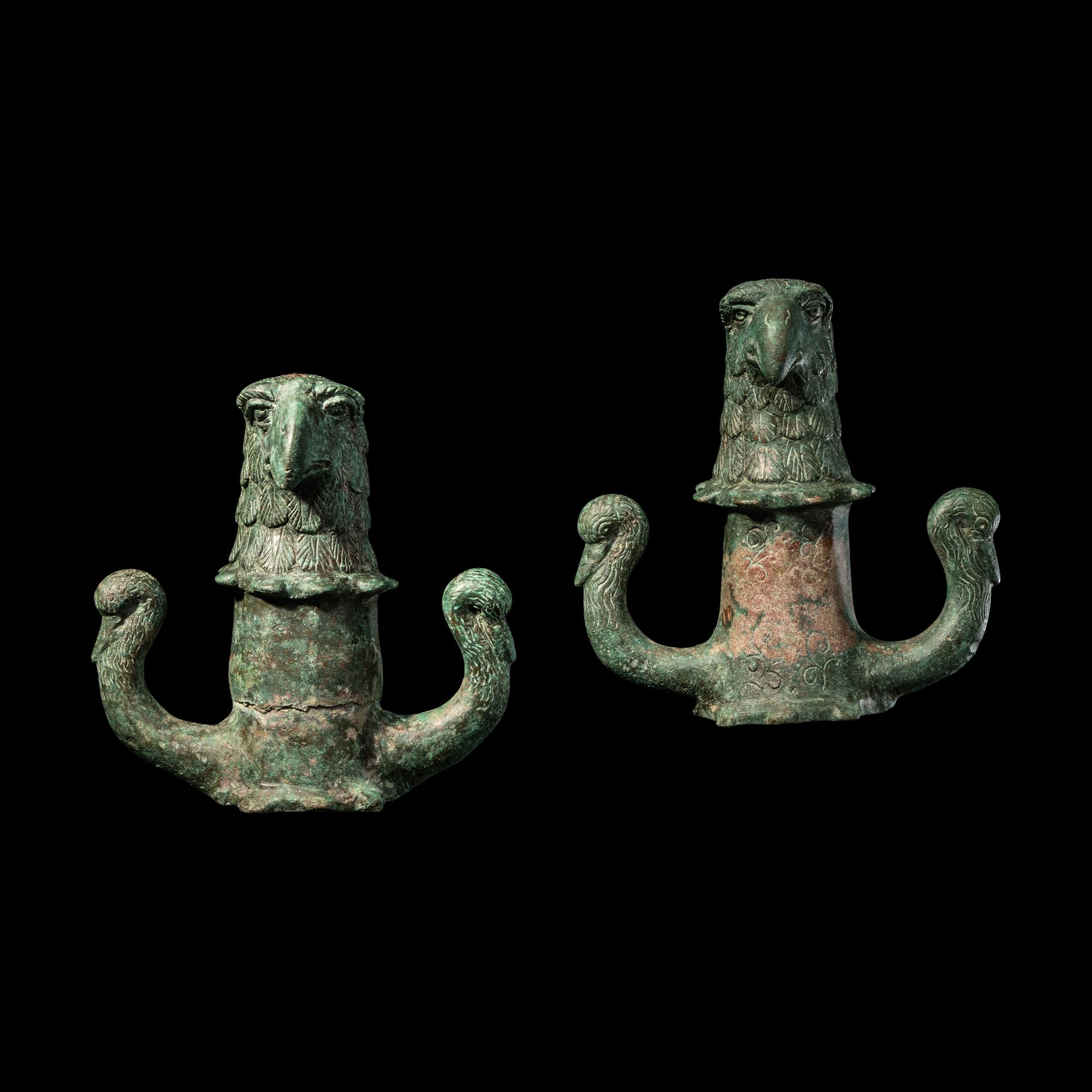 A Pair of Roman Bronze Eagle Chariot Fittings