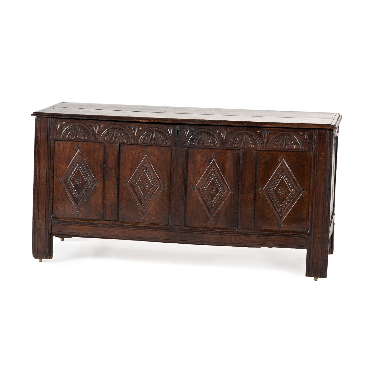 A William and Mary Style Carved Oak Blanket Chest