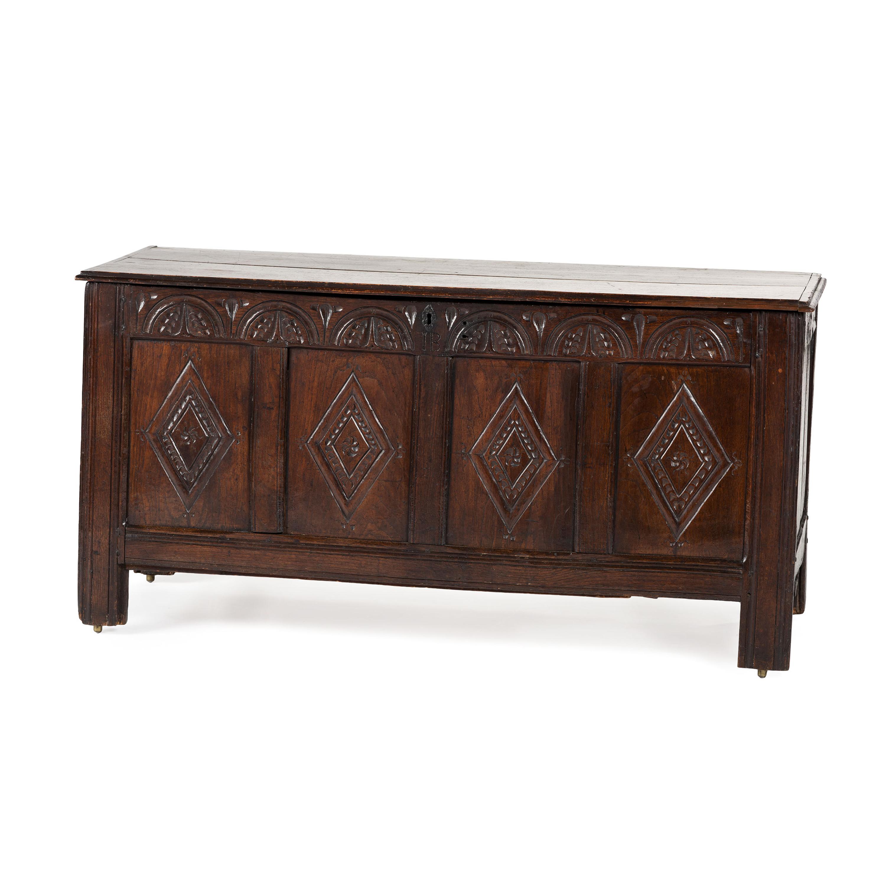 A William and Mary Style Carved Oak Blanket Chest
