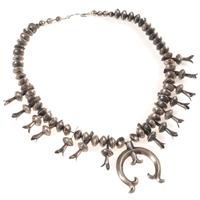 Navajo Silver Squash Blossom Necklace