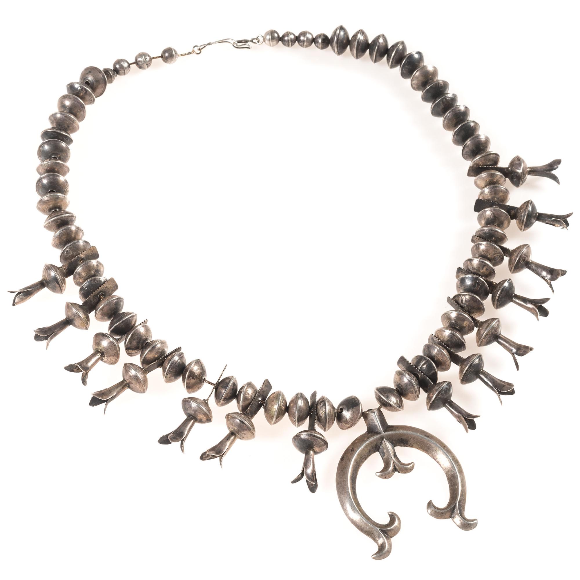 Navajo Silver Squash Blossom Necklace