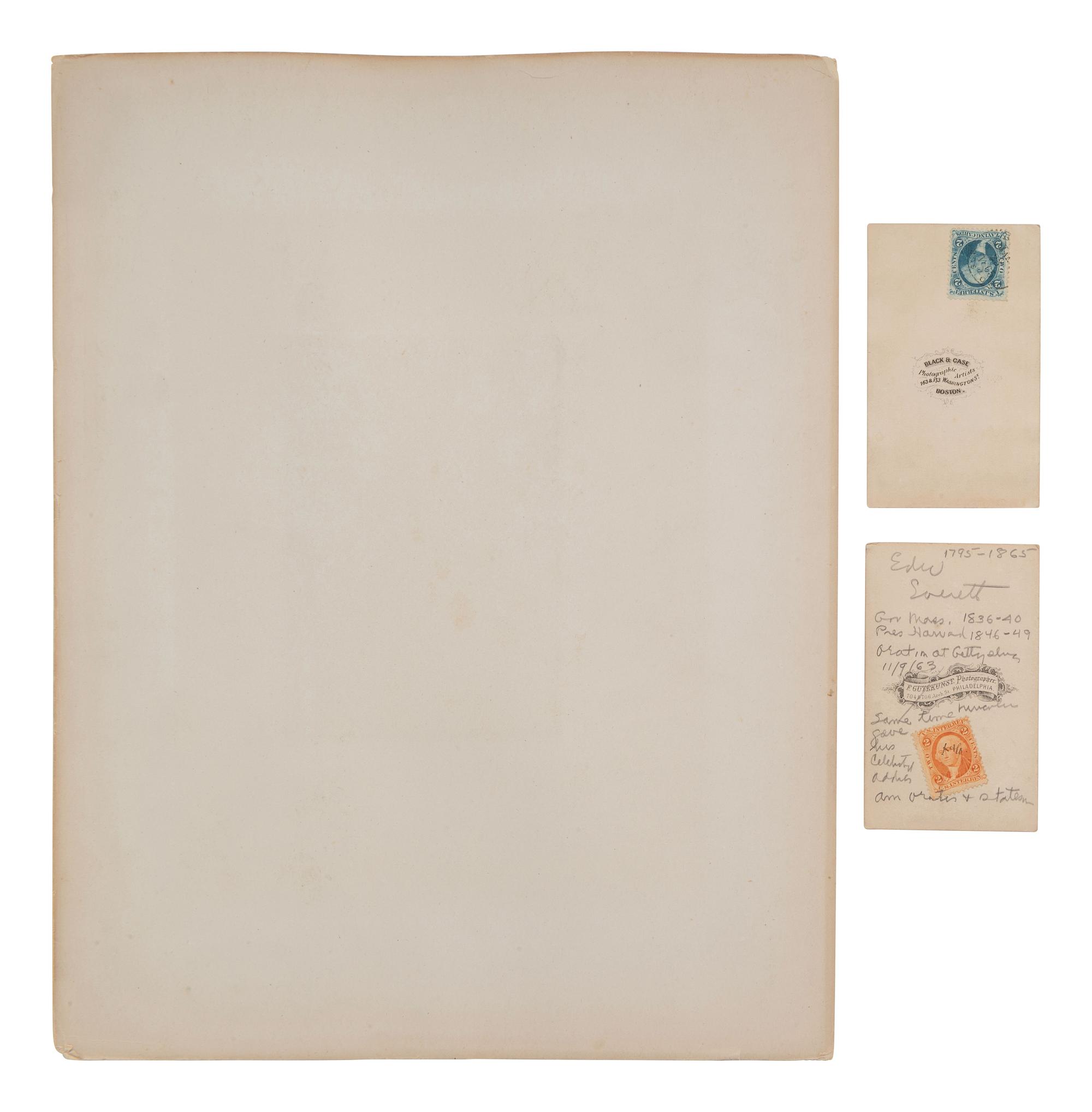 [EVERETT, Edward (1794-1865)]. 3 portraits of Gettysburg orator and US politician Edward Everett, including a signed example.