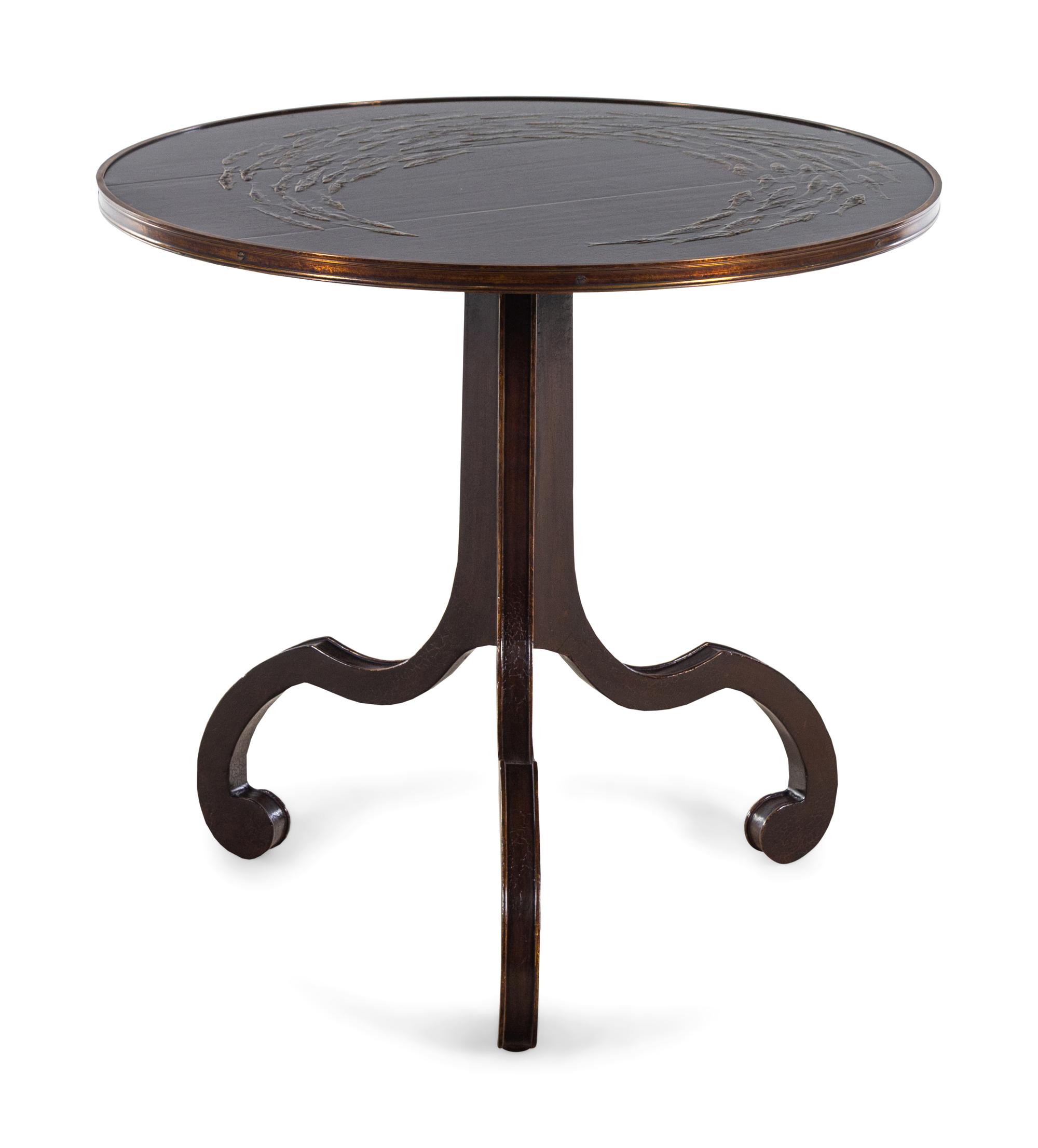 A Lacquered Fish Motif Table Retailed by Holly Hunt