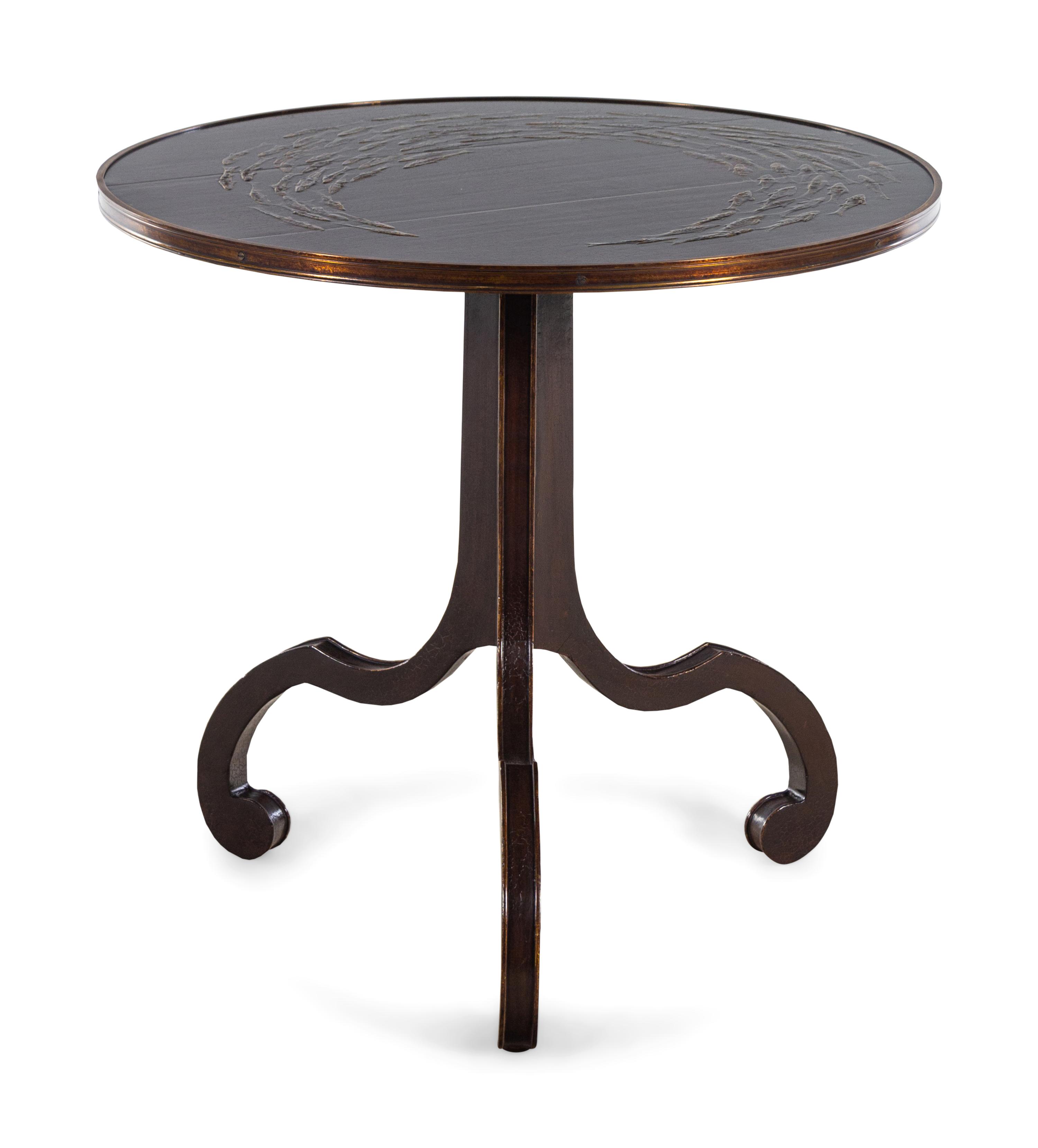 A Lacquered Fish Motif Table Retailed by Holly Hunt