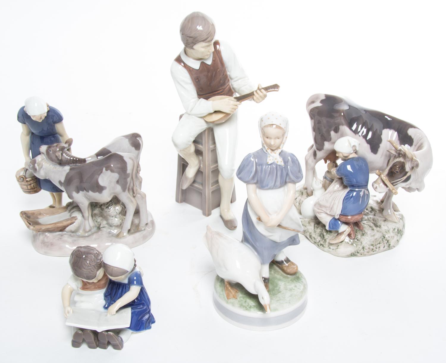 Four Danish Porcelain Figural Groups Height of tallest 11 1/4 inches. — 20TH CENTURY