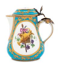 A Sèvres Silver-Gilt Mounted Bleu Céleste Porcelain Hot Milk Jug and Cover ( Pot à Lait 'Duvaux' )