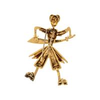 YELLOW GOLD, DIAMOND AND ENAMEL SAMURAI BROOCH