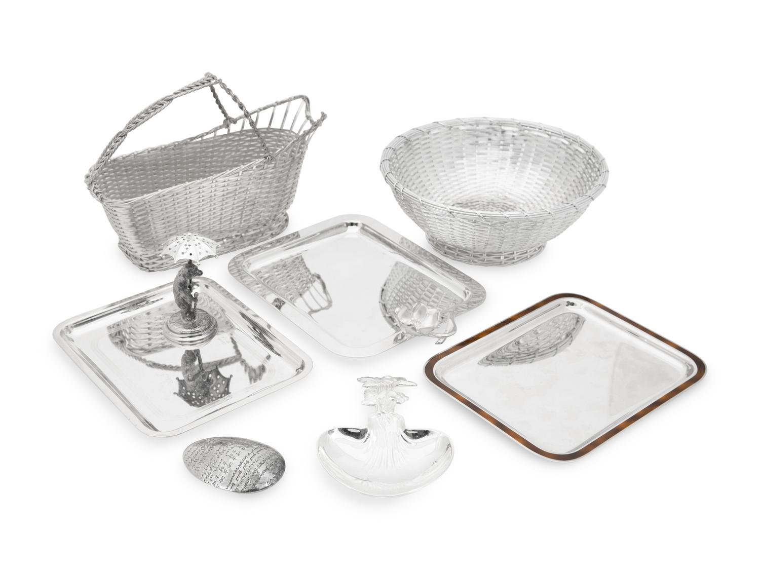 A Group of Christofle Silver-Plate Table Articles and Associated Puiforcat Vide-Poche