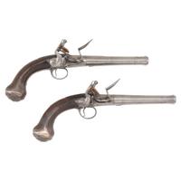 Pair of Queen Anne Flintlock Pistols by Freeman in Reconfigured Modern Case