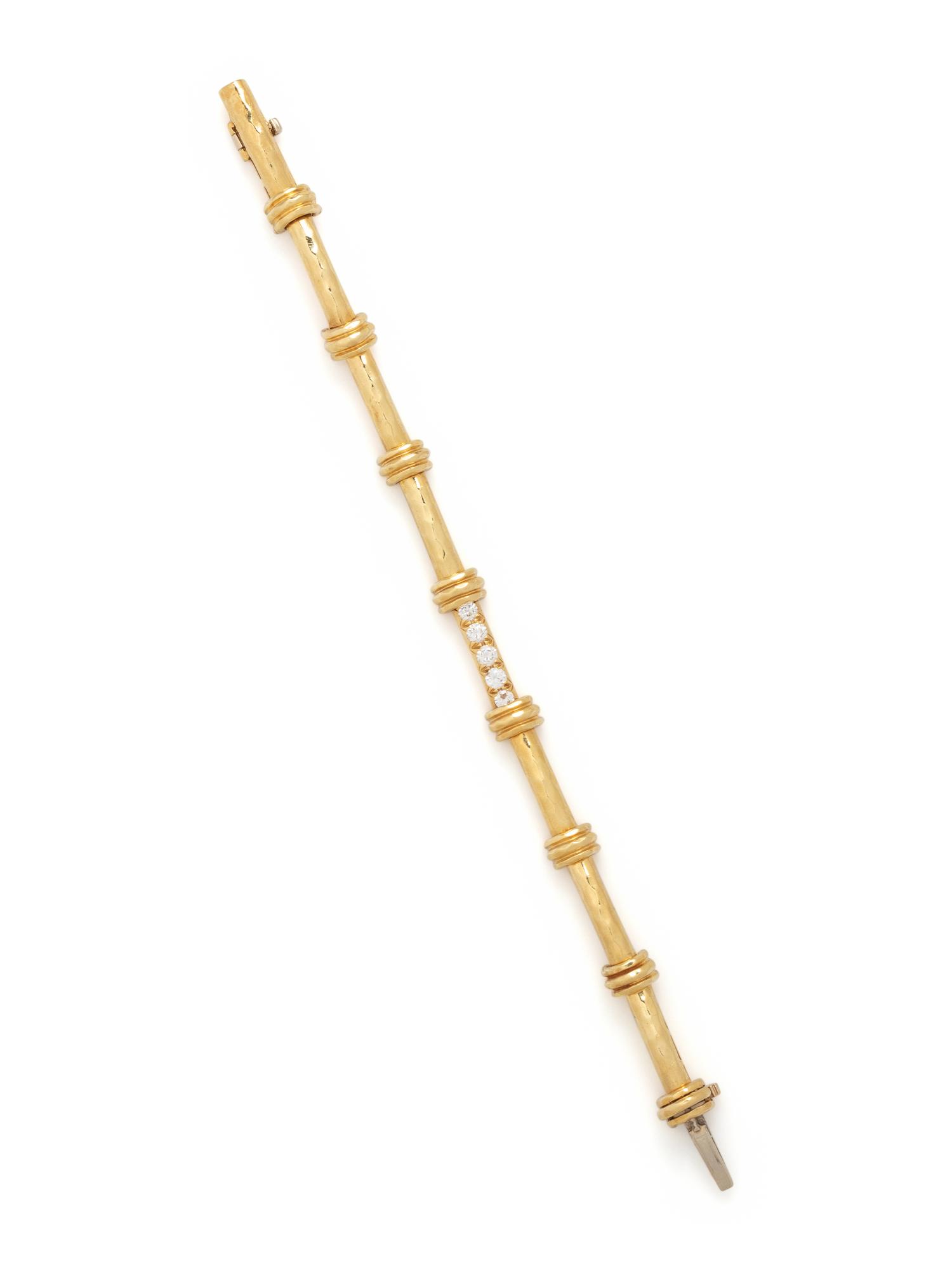 HENRY DUNAY, YELLOW GOLD AND DIAMOND BRACELET