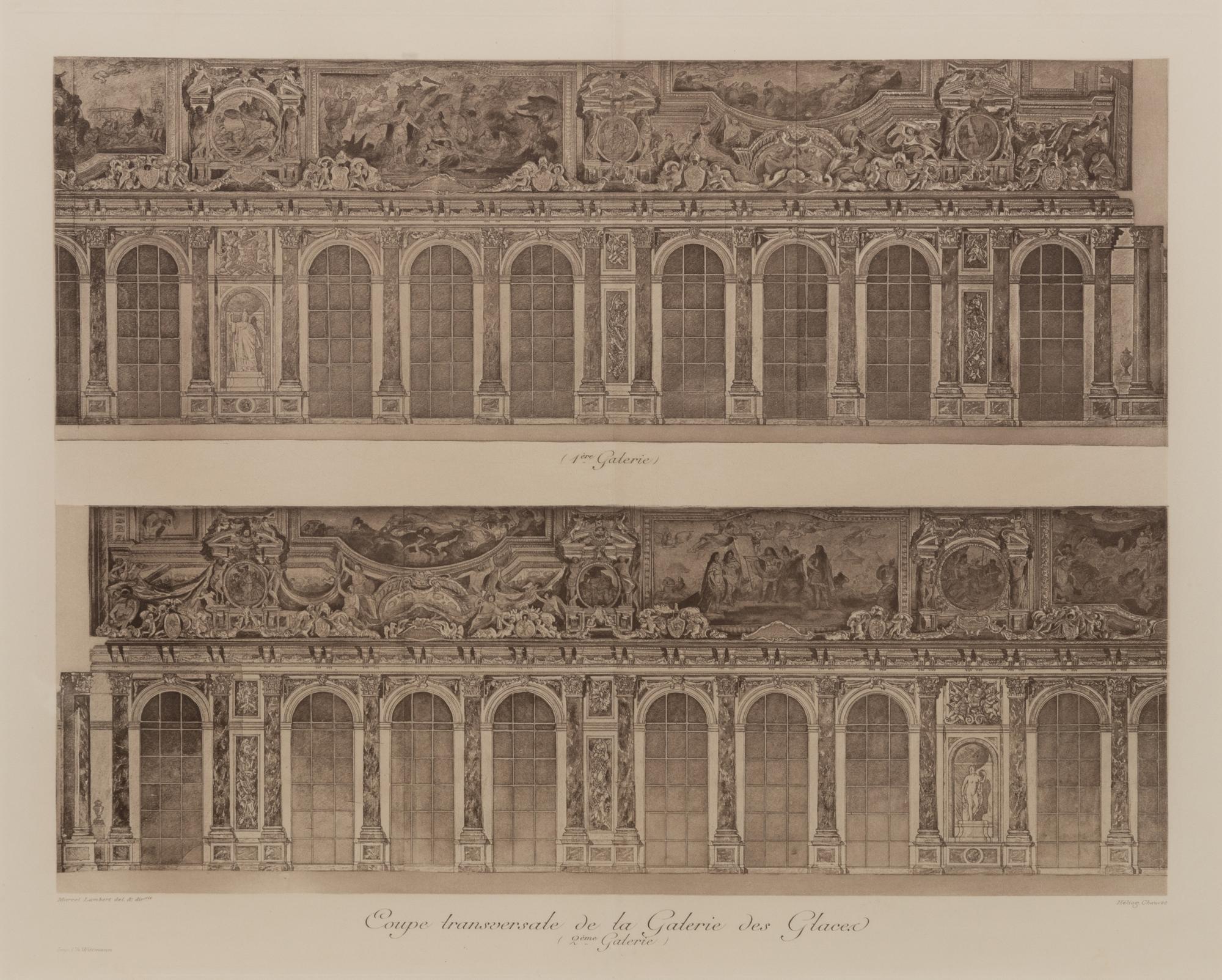 A Set of Six Framed Engravings Depicting Versailles and the Petit Trianon