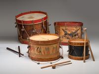 Four Paper and Paint Decorated Drums