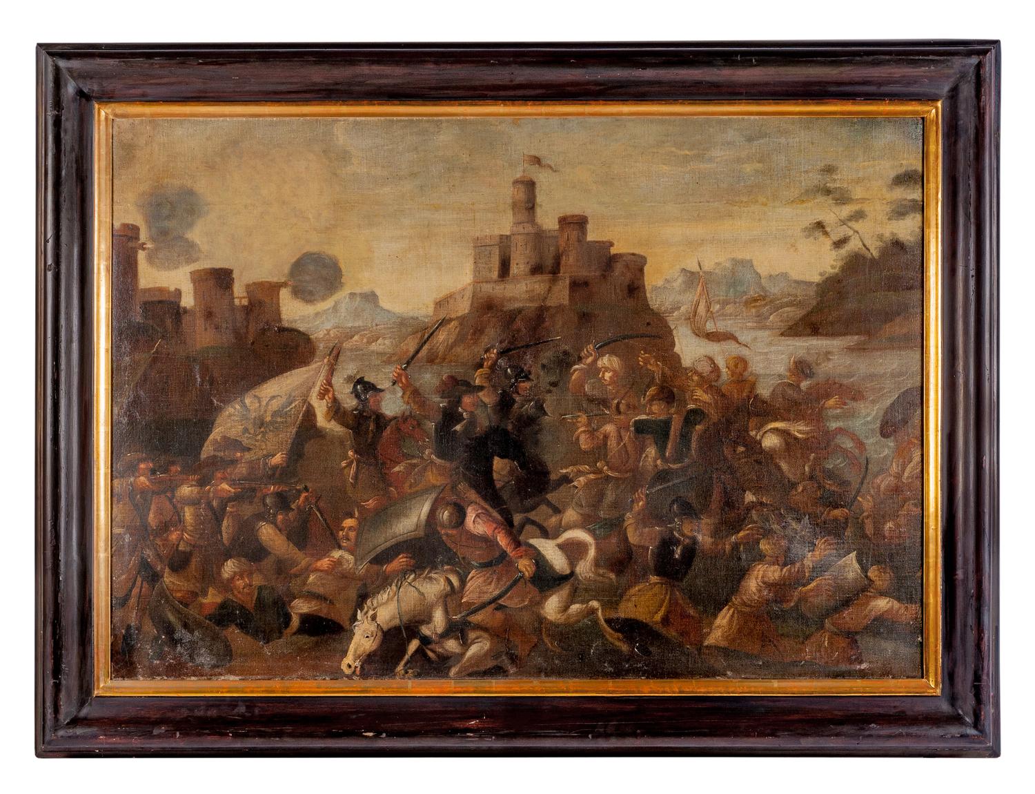Continental School, (18th Century), Battles (a pair of works)