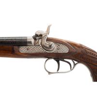 19th Century Belgian Percussion Double Barrel Pistol