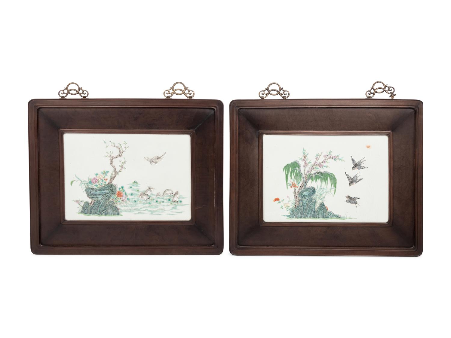 Two Famille Rose High-Relief Wall Panels
