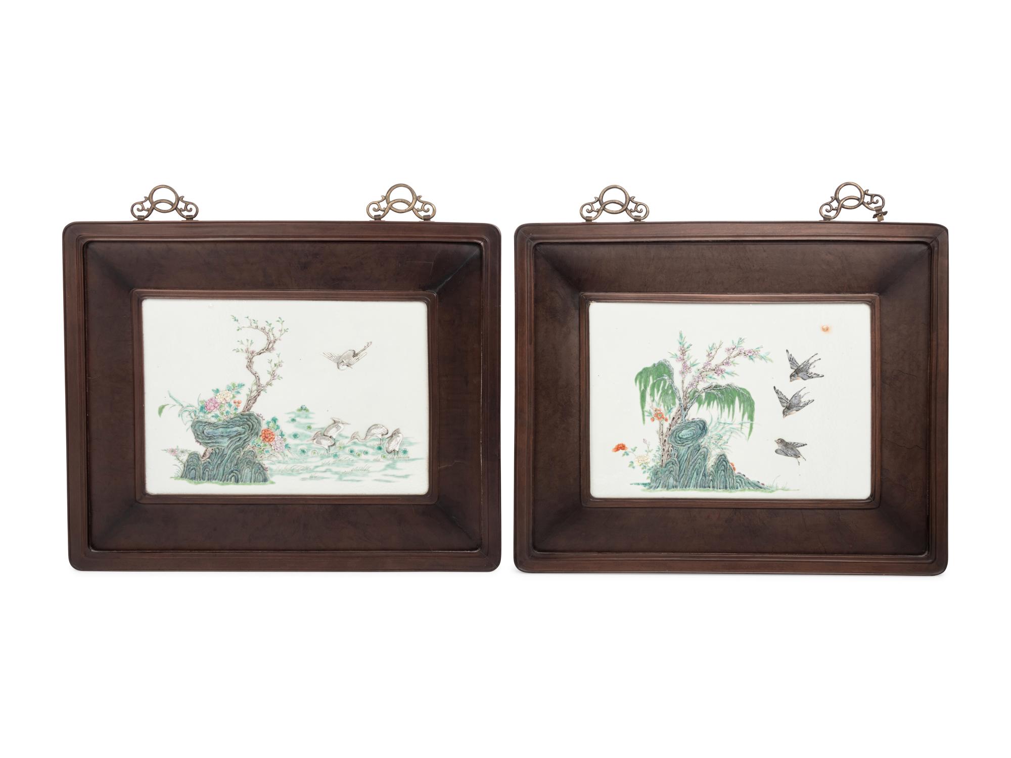 Two Famille Rose High-Relief Wall Panels