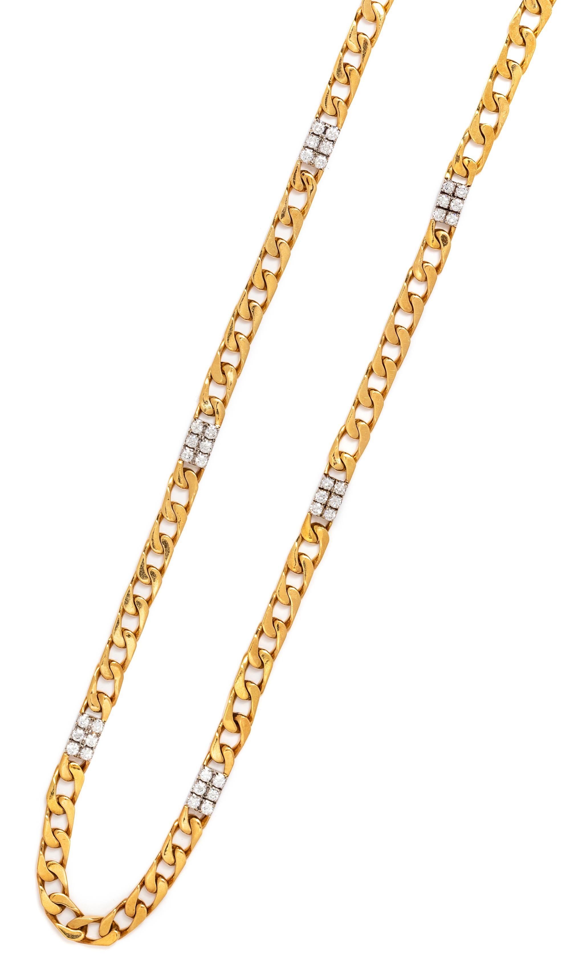 A Bicolor Gold and Diamond Longchain Necklace, 114.40 dwts.