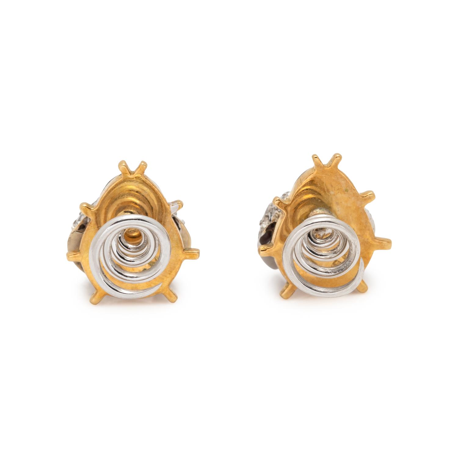 PAIR OF BICOLOR GOLD, DIAMOND AND ENAMEL 'LADYBUG' HAIR ORNAMENTS