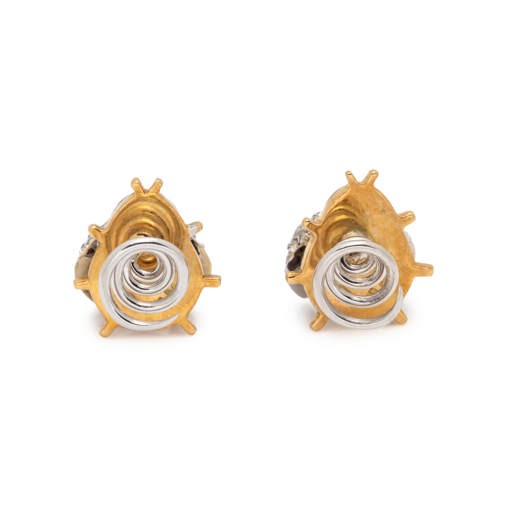 PAIR OF BICOLOR GOLD, DIAMOND AND ENAMEL 'LADYBUG' HAIR ORNAMENTS
