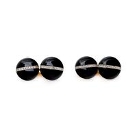 LACLOCHE FRÈRES, BLACK ONYX AND DIAMOND CUFFLINKS