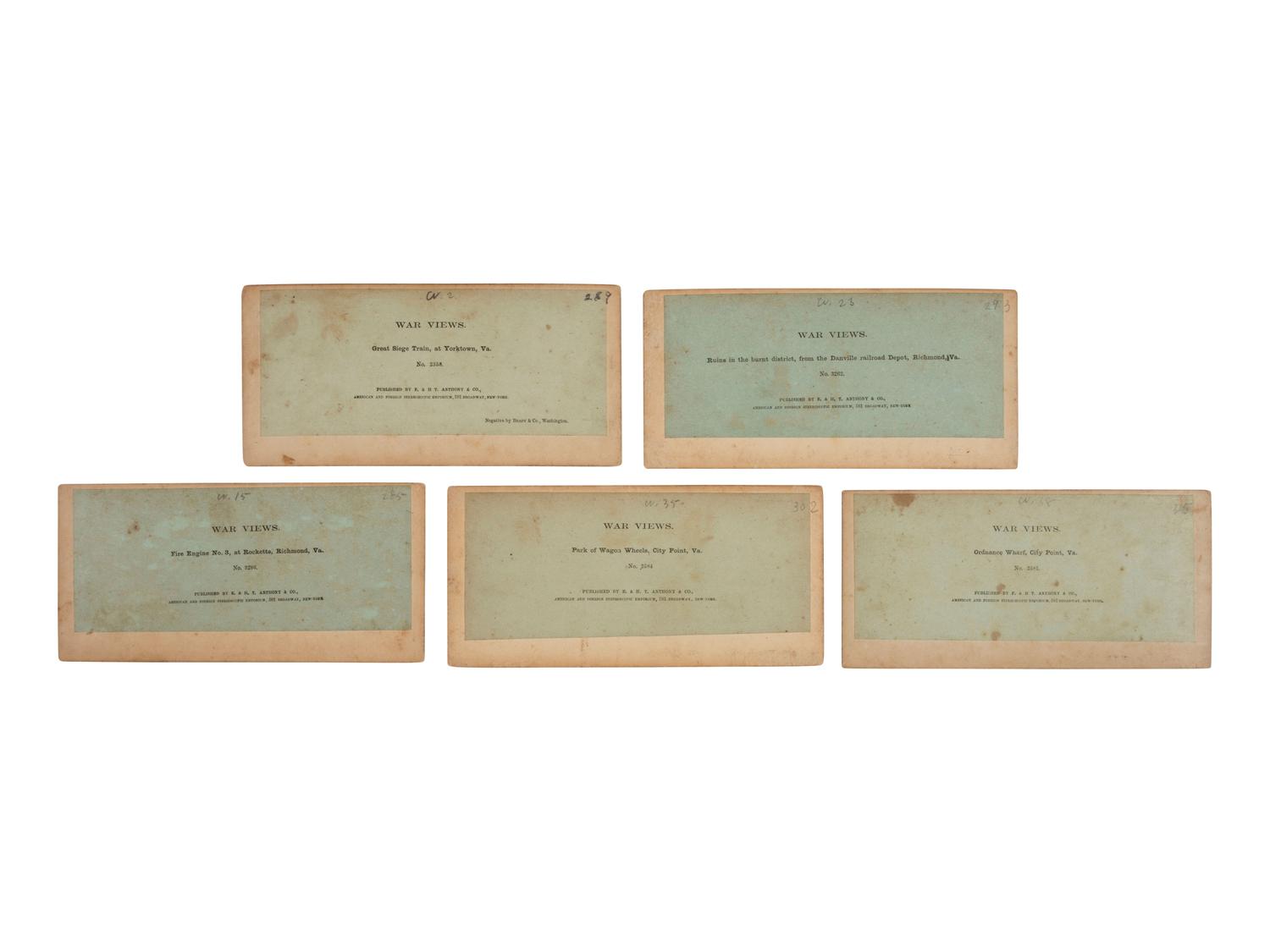 [CIVIL WAR]. 11 stereoviews ft. railroad depots, locomotives, & other transportation subjects.