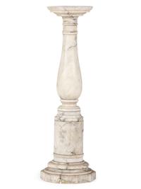 A Neoclassical White and Gray Marble Pedestal