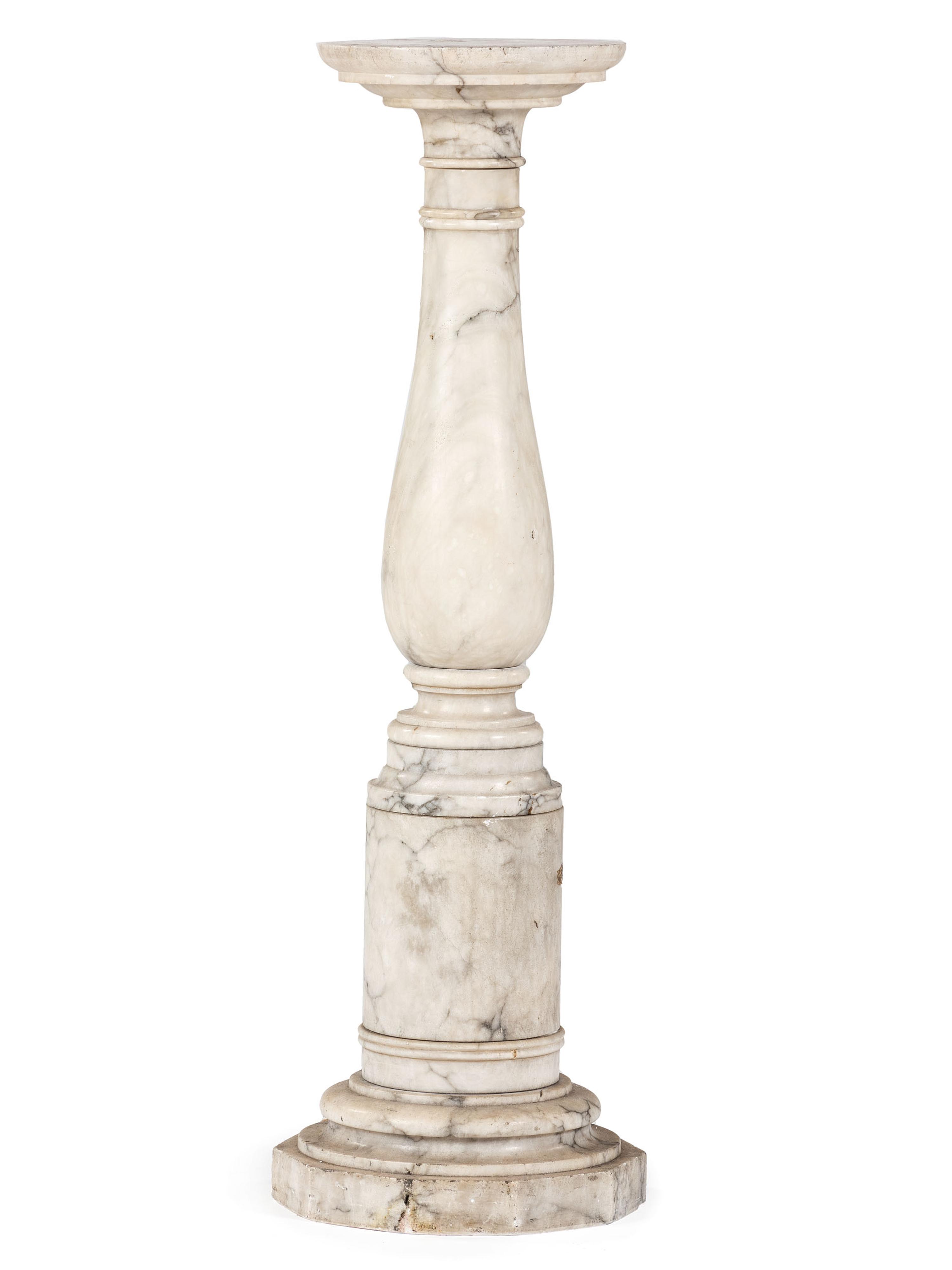 A Neoclassical White and Gray Marble Pedestal