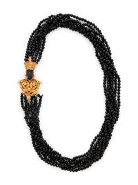 NARDI, YELLOW GOLD, COLORED DIAMOND AND OBSIDIAN BEAD BLACKAMOOR NECKLACE