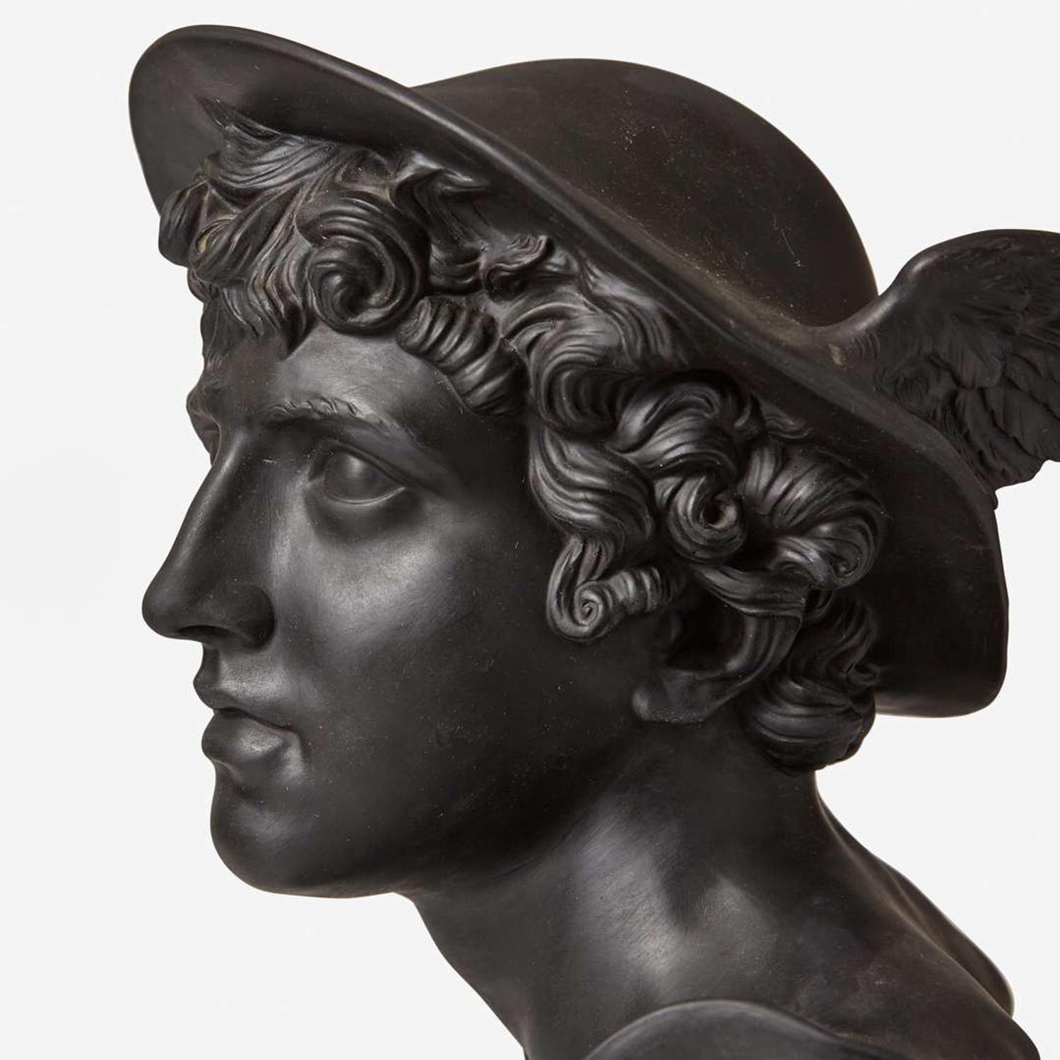 A Pair of Wedgwood Black Basalt Library Busts UK, early 19th century