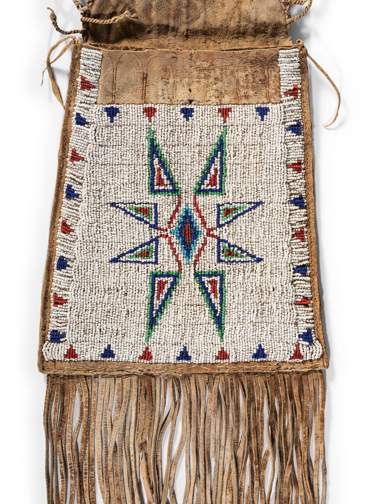 Arapaho Beaded Hide Dispatch Case, with American Flags