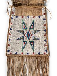 Arapaho Beaded Hide Dispatch Case, with American Flags