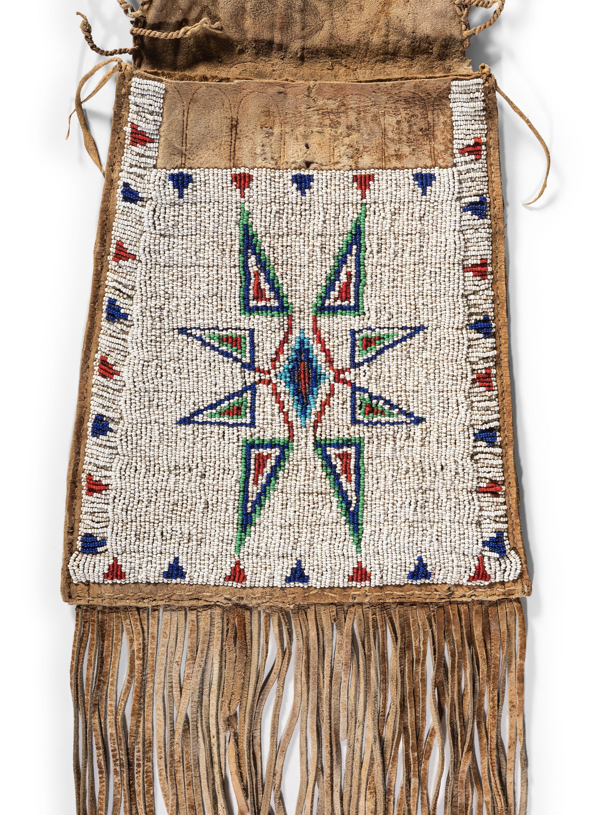 Arapaho Beaded Hide Dispatch Case, with American Flags