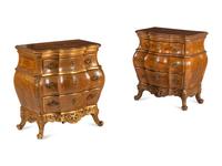 A Pair of Italian Walnut and Parcel Gilt Commodini