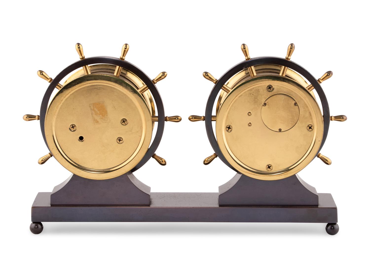 A Chelsea Brass Ship's Clock and Barometer
